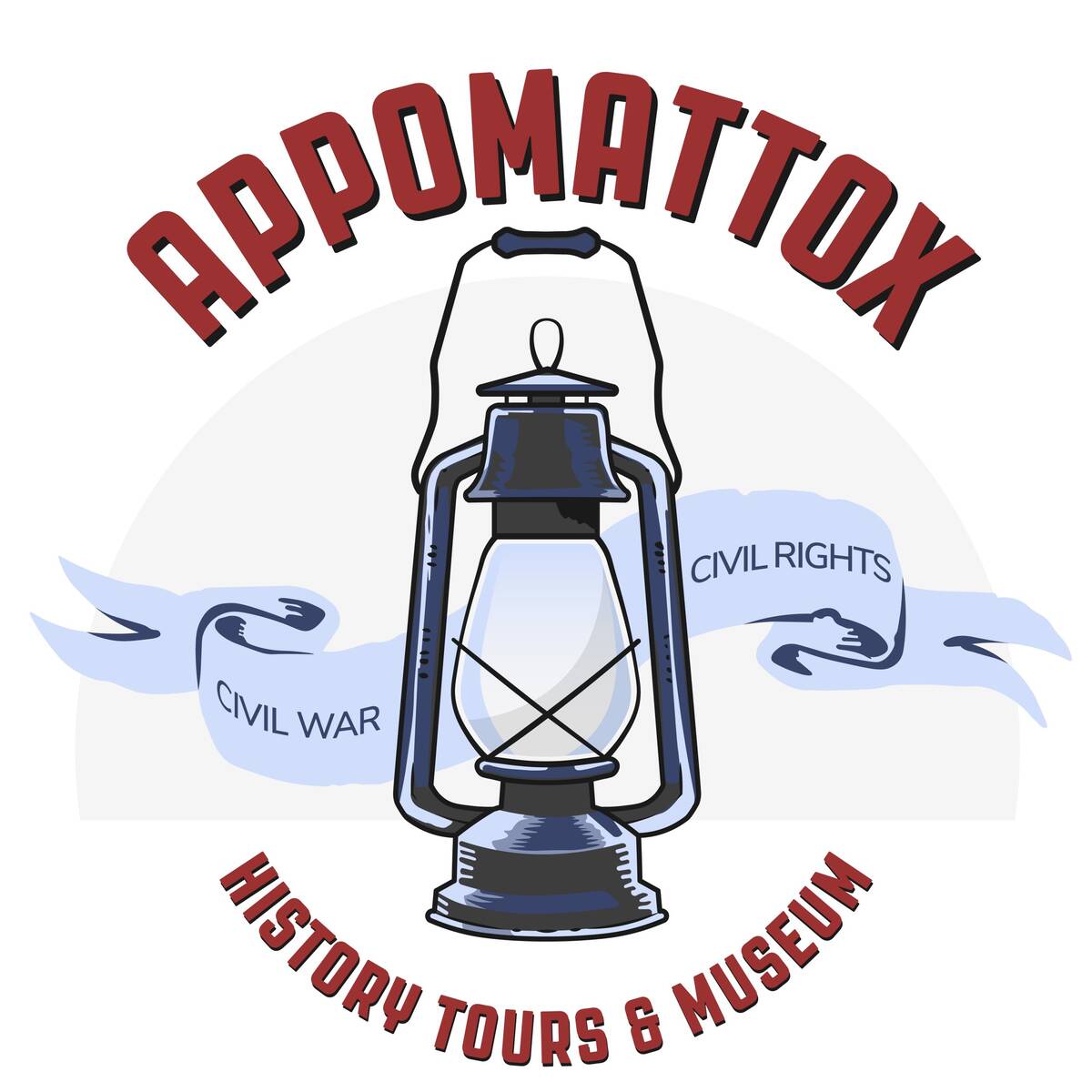 Appomattox History Tours & Museum logo with lantern